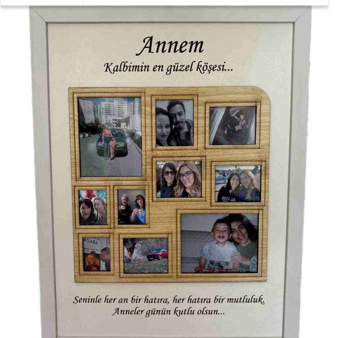 Annem Temalı Beyaz Çerçeve Duvar Dekoru